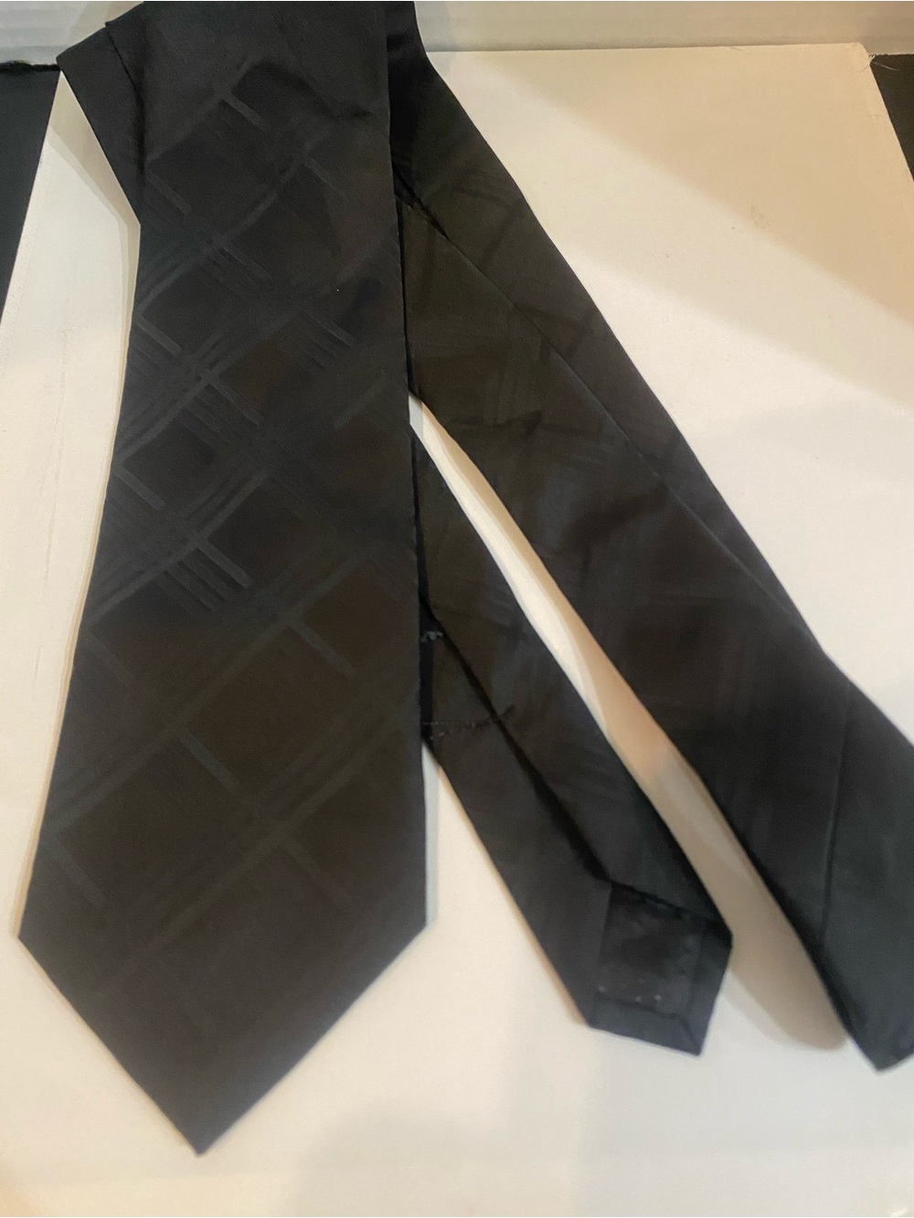 Men's Black Plaid Satin Tie - Timeless Formal Accessory